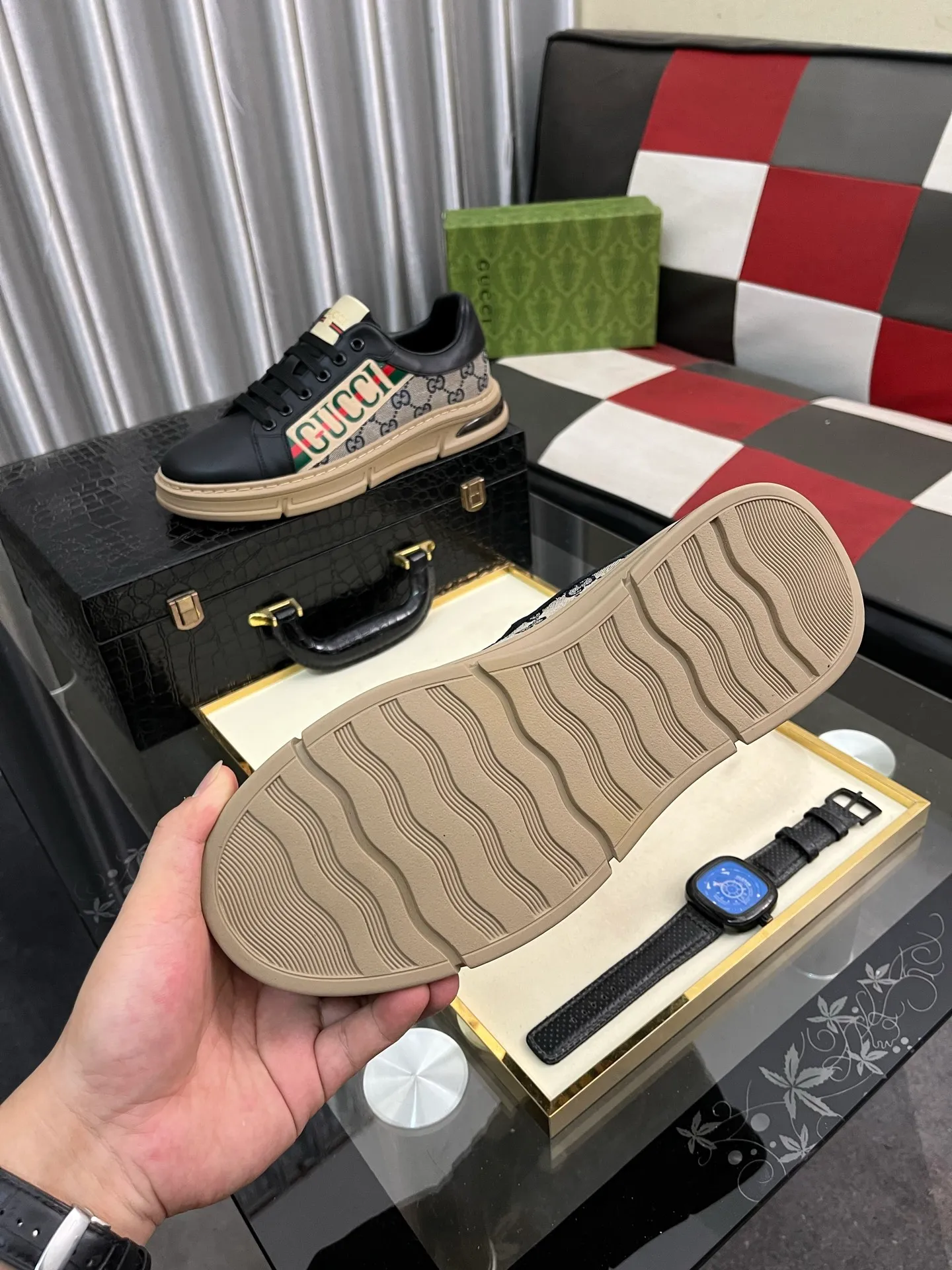 Men's shoes 💰400⌚️⌚️《GUCCI*》The latest hot-selling casual shoes, top brand [seduce] luxury~purchase, top~quality. [Strong] The upper is made of imported breathable cowhide stitching fabric material ➕ Breathable sheepskin feet (•) Fine workmanship. Code number: 38-442️⃣Colors available